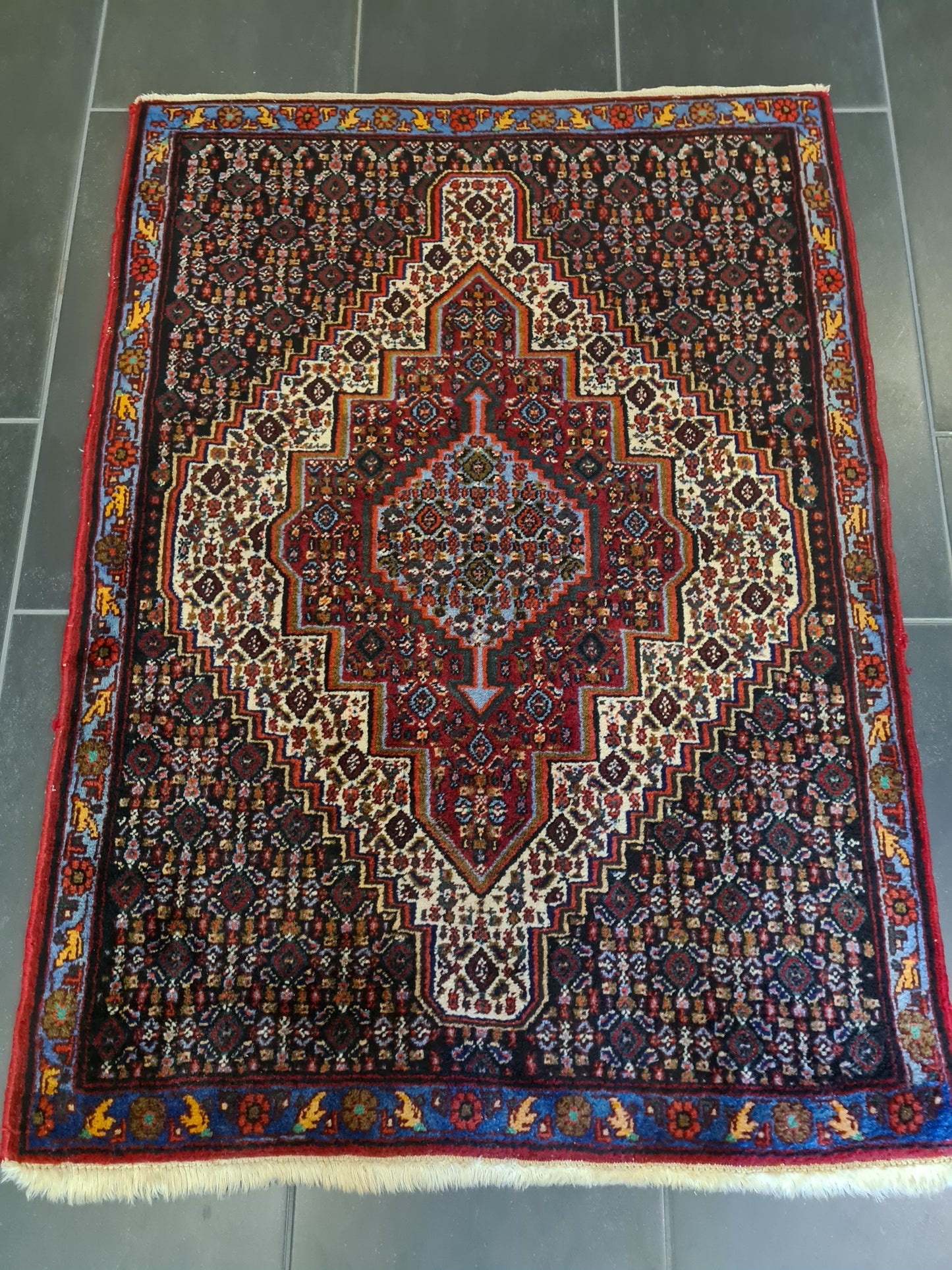 Edler Handgeknüpfter Perser Teppich Senneh Bidjar Orientteppich 110x79 cm