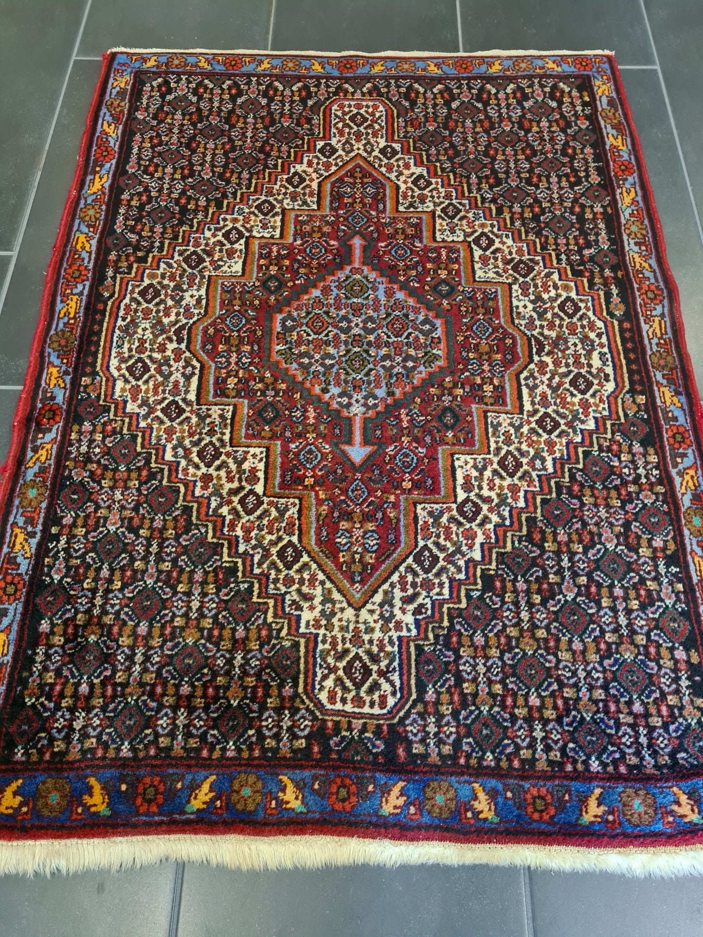 Edler Handgeknüpfter Perser Teppich Senneh Bidjar Orientteppich 110x79 cm