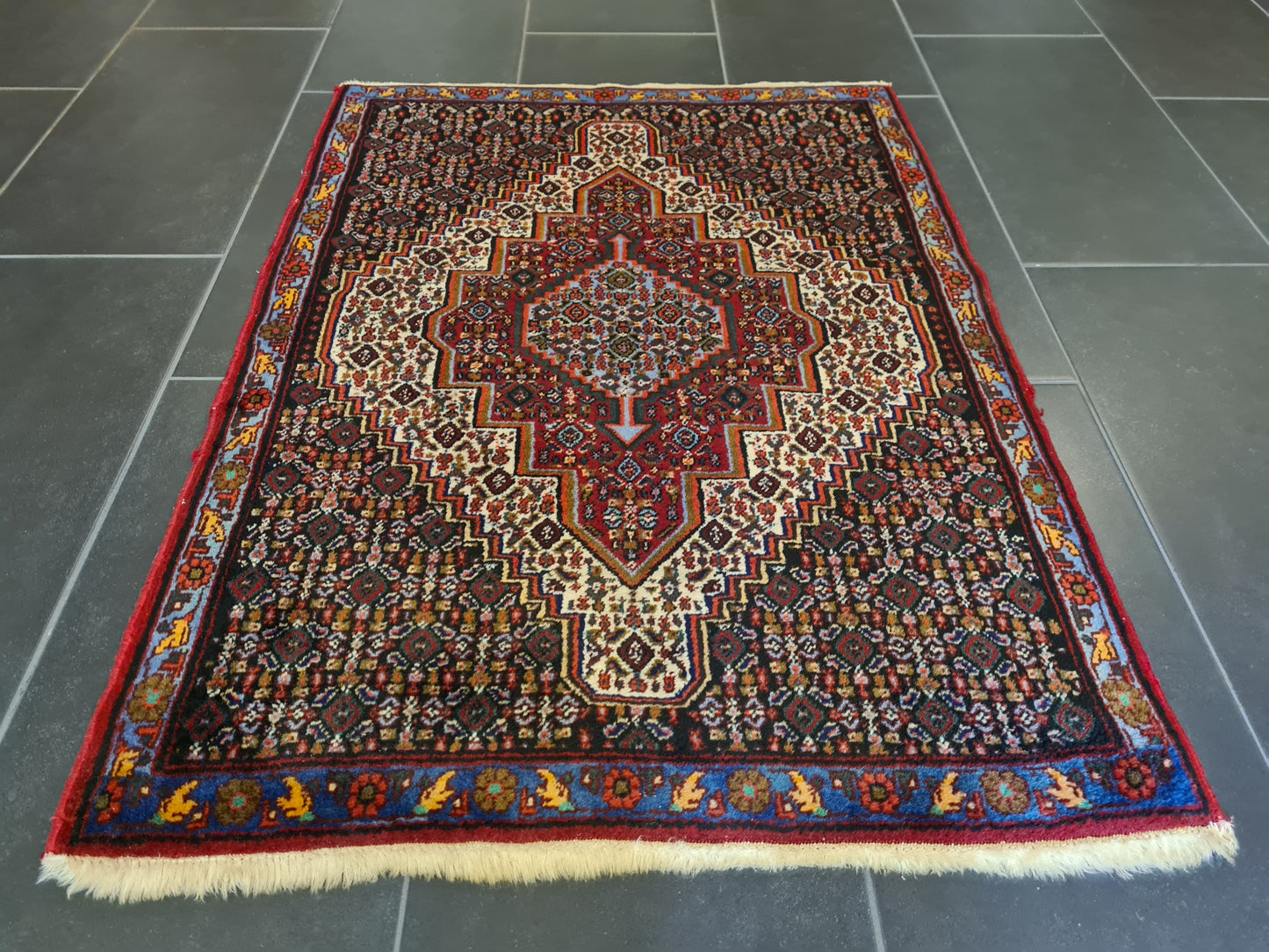 Edler Handgeknüpfter Perser Teppich Senneh Bidjar Orientteppich 110x79 cm