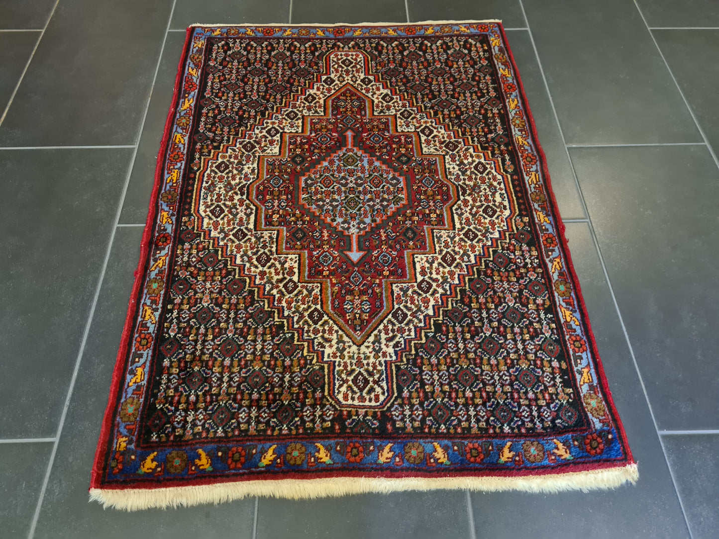 Edler Handgeknüpfter Perser Teppich Senneh Bidjar Orientteppich 110x79 cm