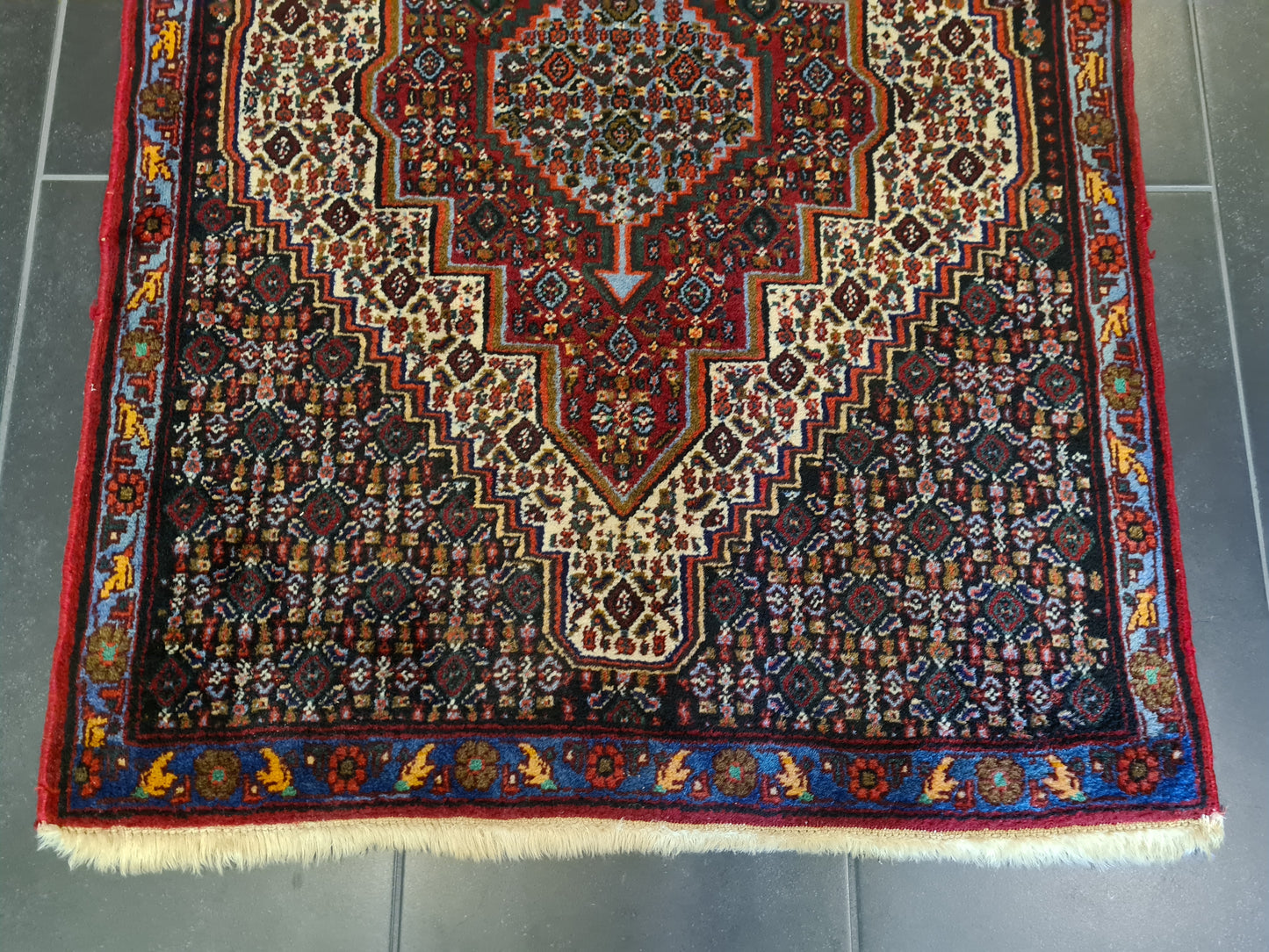 Edler Handgeknüpfter Perser Teppich Senneh Bidjar Orientteppich 110x79 cm