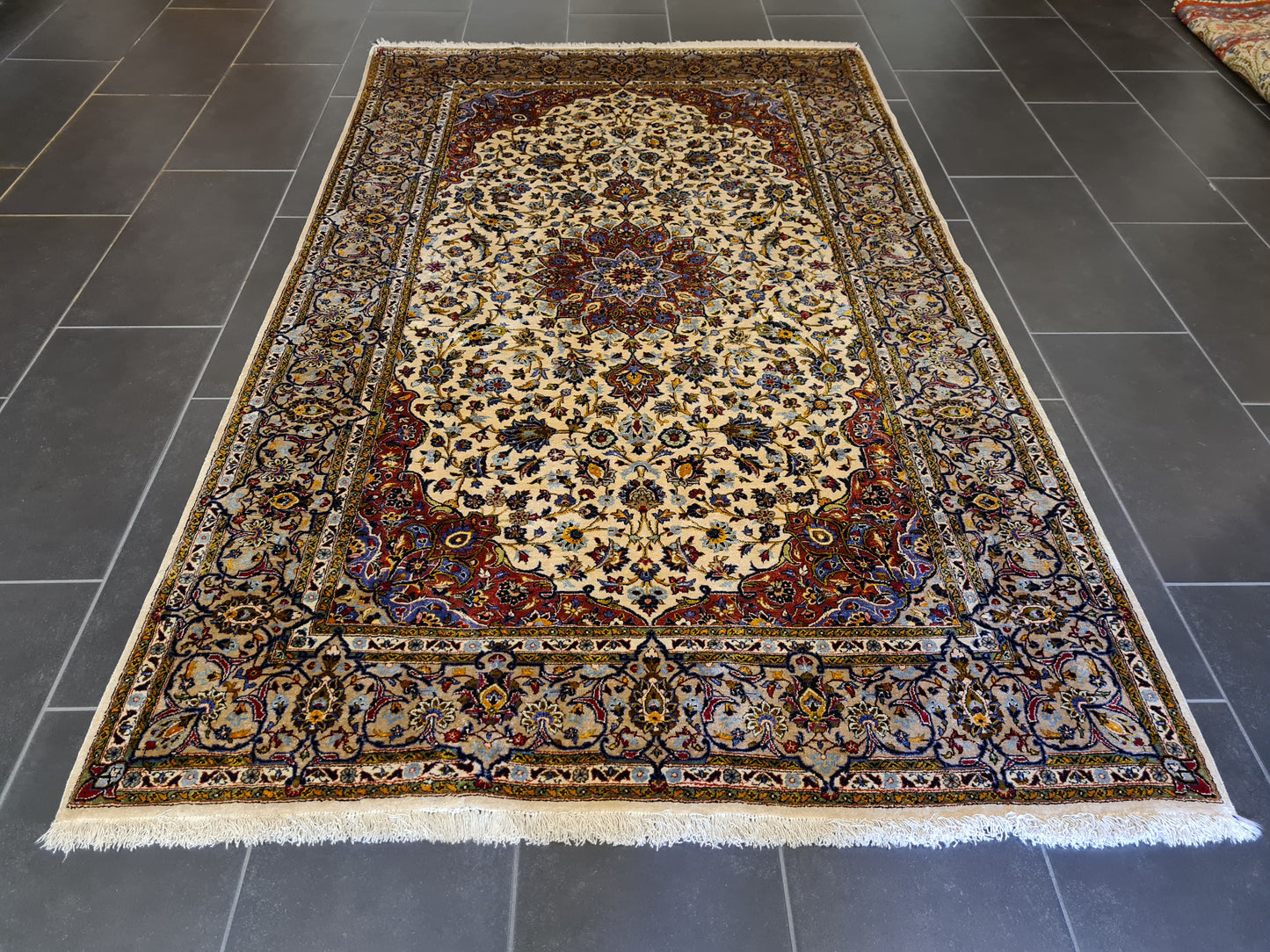 Hochwertiger Handgeknüpfter Perser Keshan Seidenteppich Orientteppich 231x140cm