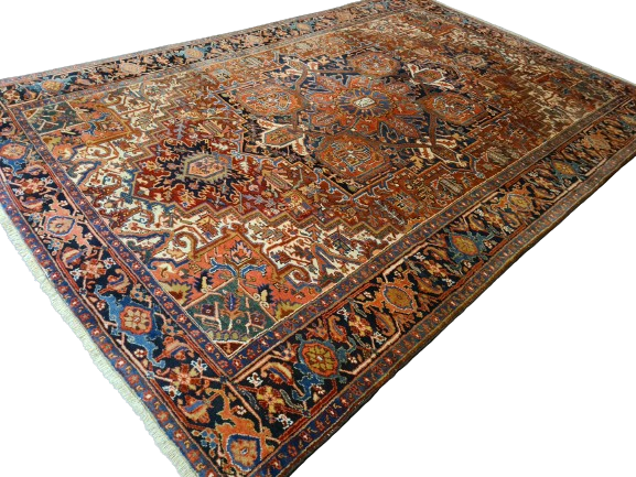 Antiker Heris Teppich Handgeknüpfter Orientteppich 346x234cm