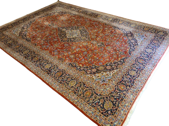 Feiner Prachtvoller Keshan Perser Teppich Handgeknüpfter Orientteppich 365x255cm