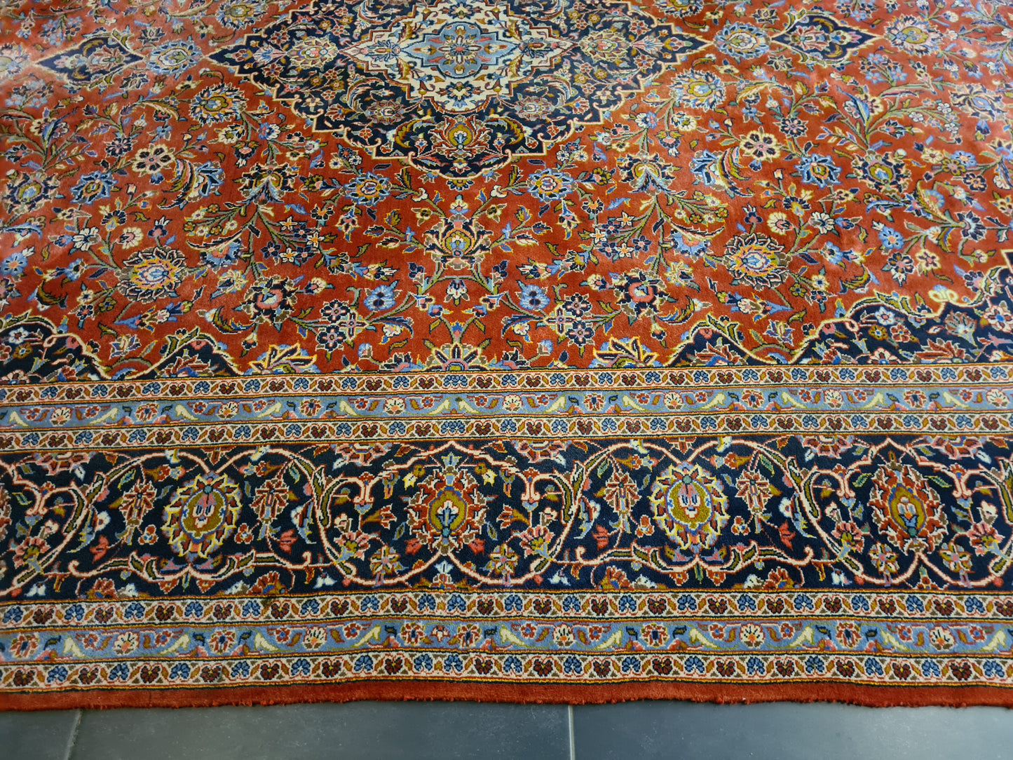 Feiner Prachtvoller Keshan Perser Teppich Handgeknüpfter Orientteppich 365x255cm