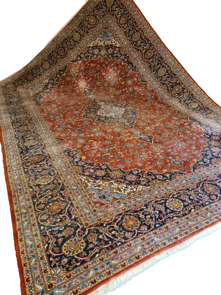 Feiner Prachtvoller Keshan Perser Teppich Handgeknüpfter Orientteppich 365x255cm