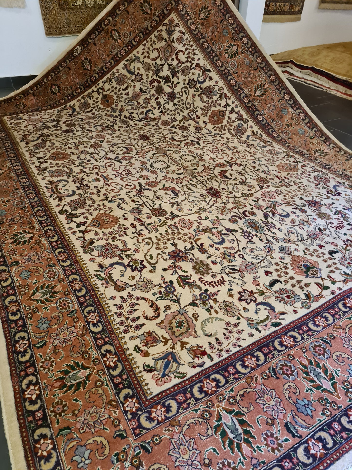 Königlicher Perser Teppich Täbris Handgeknüpfter Palast Orientteppich 393x284cm