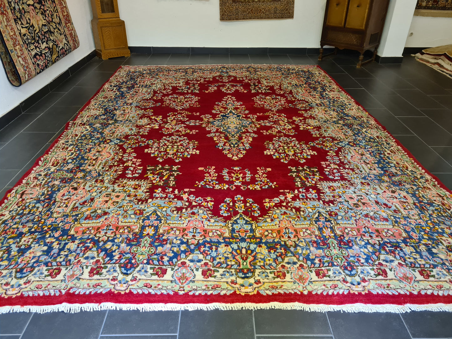 Feiner Königlicher Perser Kirman Teppich Handgeknüpfter Orientteppich 386x277cm