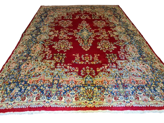 Feiner Königlicher Perser Kirman Teppich Handgeknüpfter Orientteppich 386x277cm