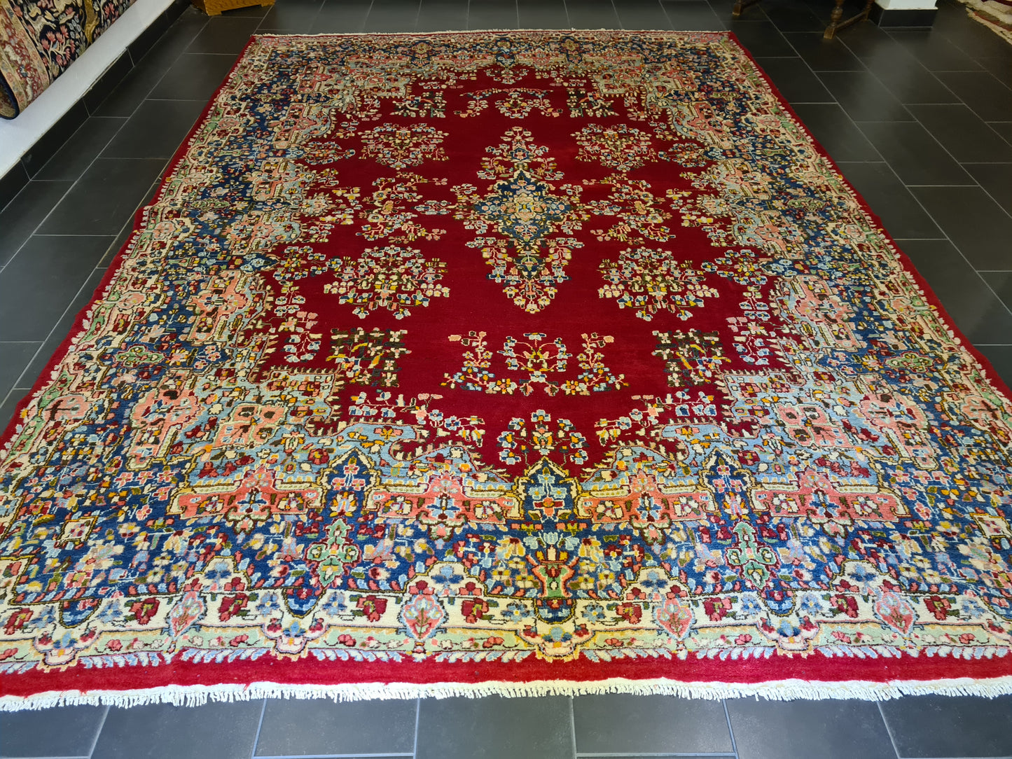 Feiner Königlicher Perser Kirman Teppich Handgeknüpfter Orientteppich 386x277cm