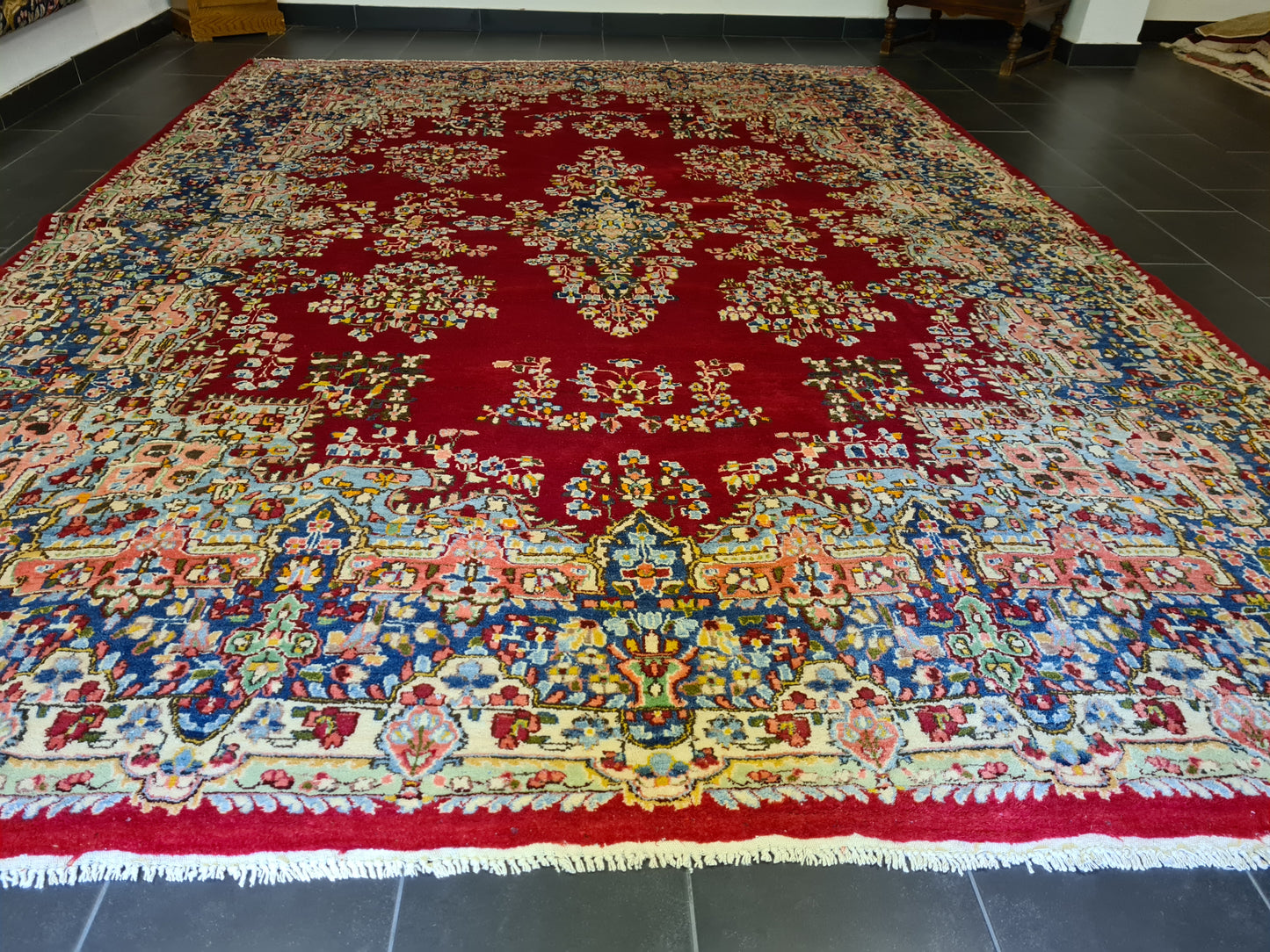 Feiner Königlicher Perser Kirman Teppich Handgeknüpfter Orientteppich 386x277cm