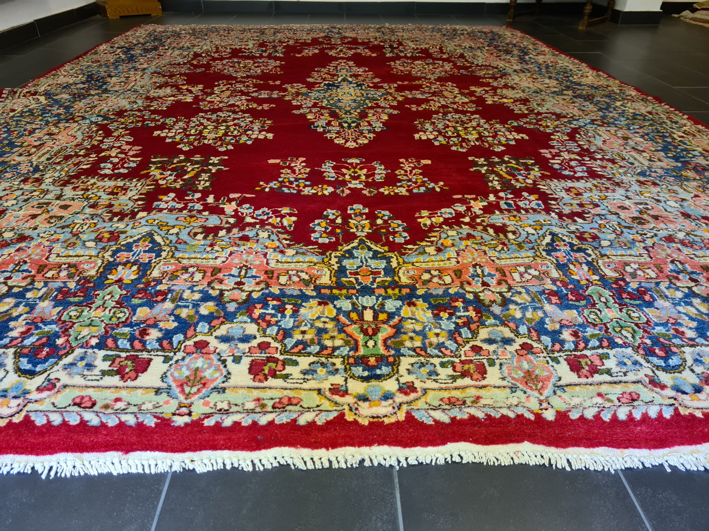 Feiner Königlicher Perser Kirman Teppich Handgeknüpfter Orientteppich 386x277cm