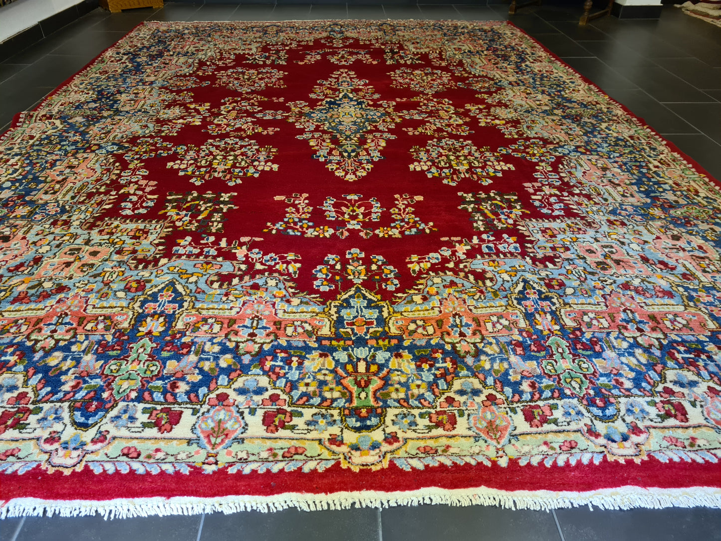 Feiner Königlicher Perser Kirman Teppich Handgeknüpfter Orientteppich 386x277cm