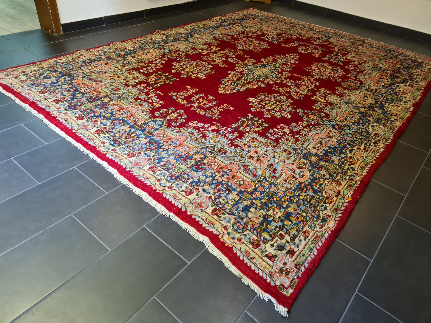 Feiner Königlicher Perser Kirman Teppich Handgeknüpfter Orientteppich 386x277cm