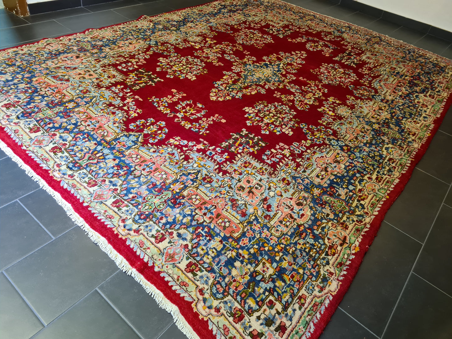 Feiner Königlicher Perser Kirman Teppich Handgeknüpfter Orientteppich 386x277cm