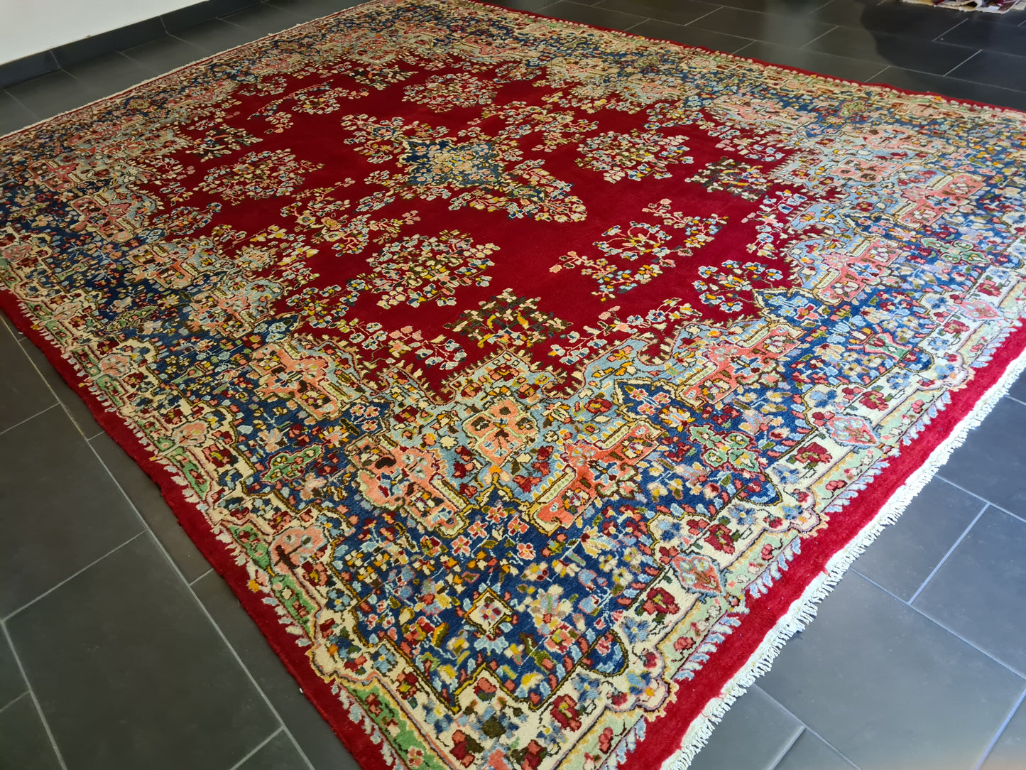 Feiner Königlicher Perser Kirman Teppich Handgeknüpfter Orientteppich 386x277cm