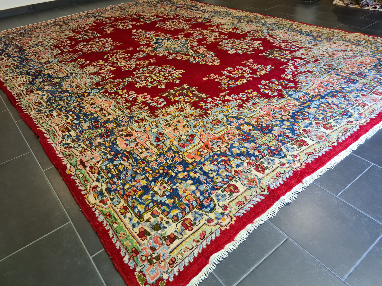 Feiner Königlicher Perser Kirman Teppich Handgeknüpfter Orientteppich 386x277cm