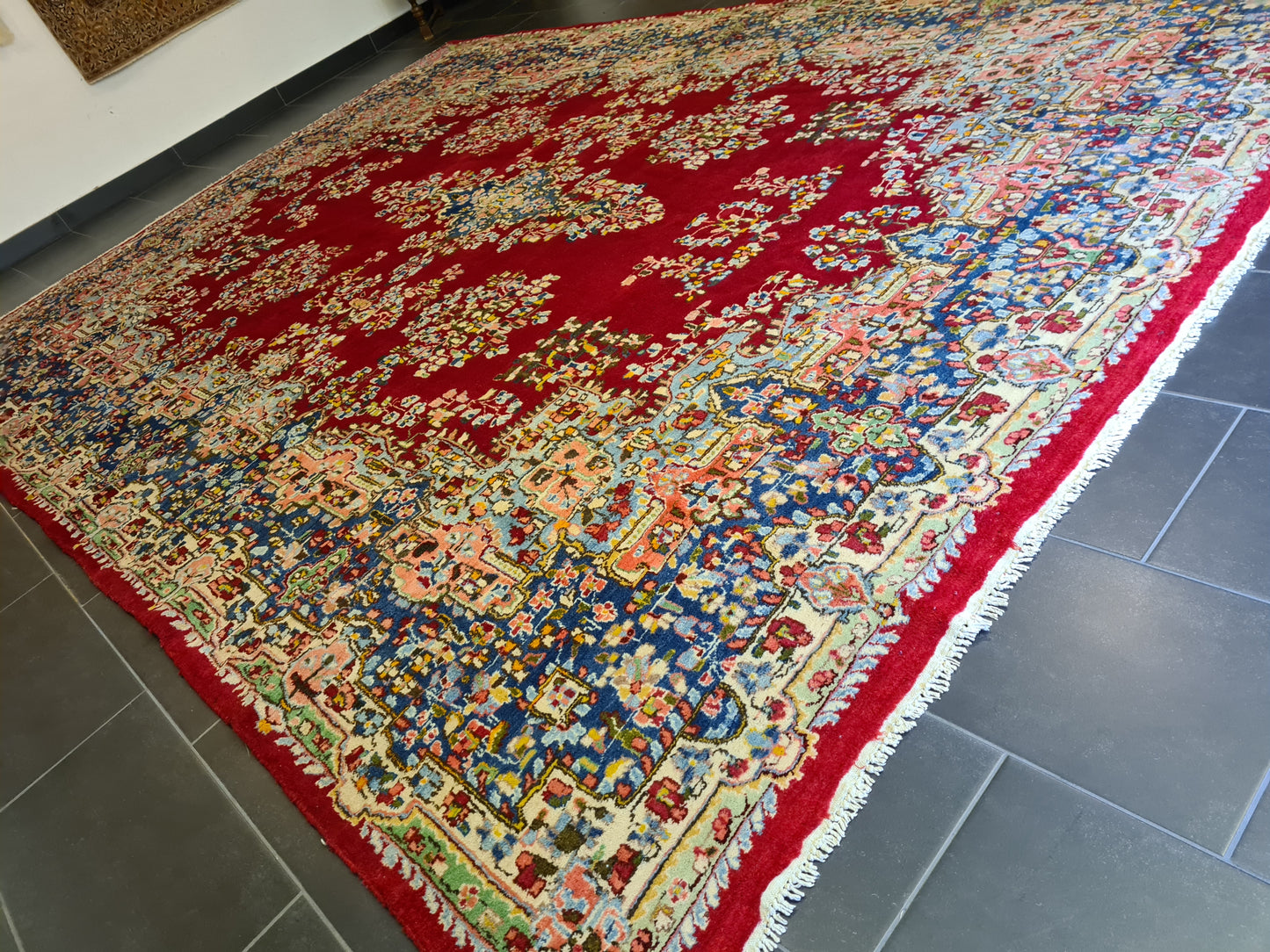 Feiner Königlicher Perser Kirman Teppich Handgeknüpfter Orientteppich 386x277cm