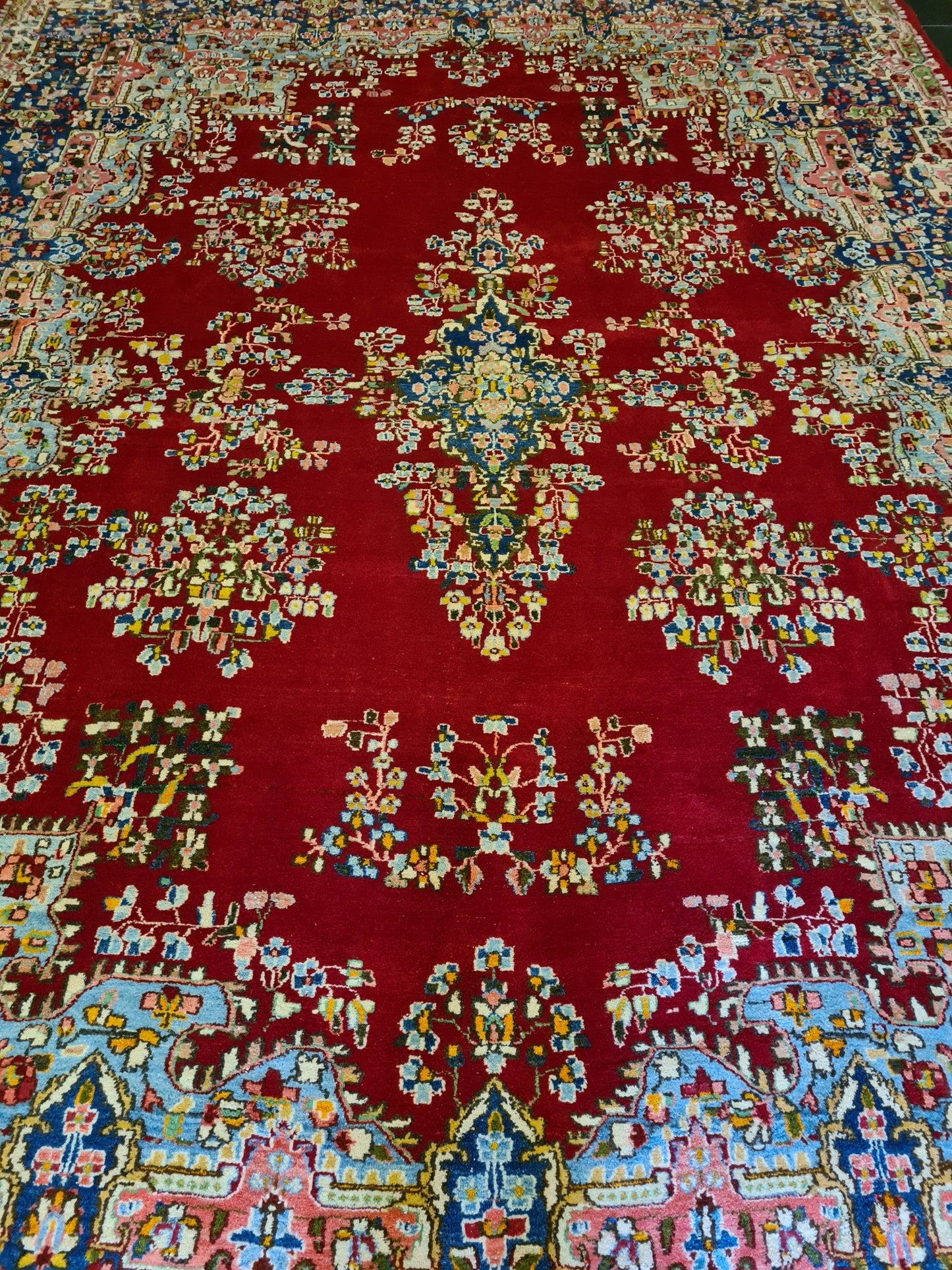 Feiner Königlicher Perser Kirman Teppich Handgeknüpfter Orientteppich 386x277cm