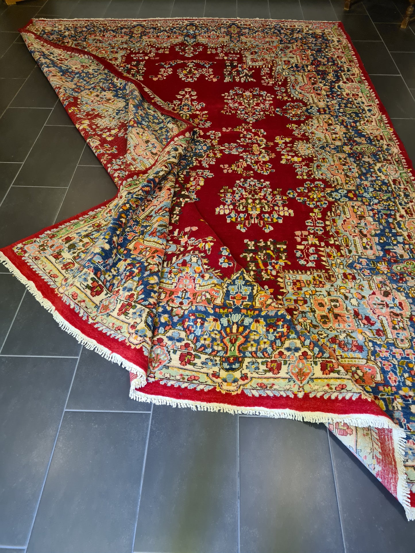 Feiner Königlicher Perser Kirman Teppich Handgeknüpfter Orientteppich 386x277cm