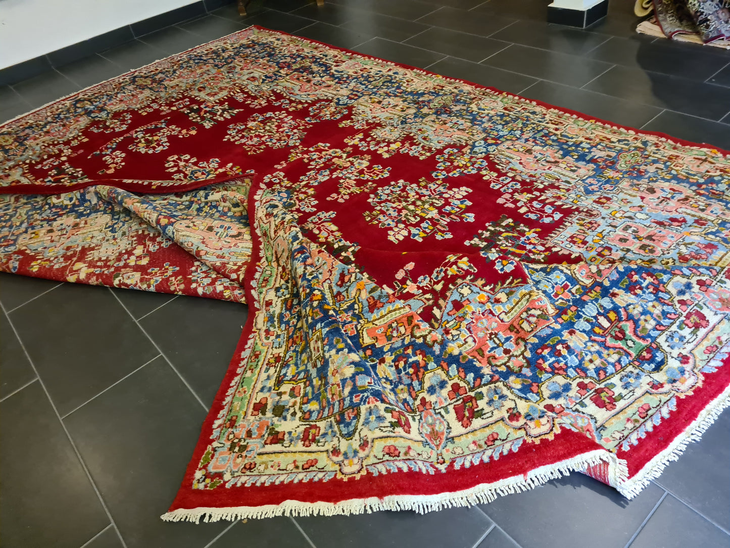 Feiner Königlicher Perser Kirman Teppich Handgeknüpfter Orientteppich 386x277cm