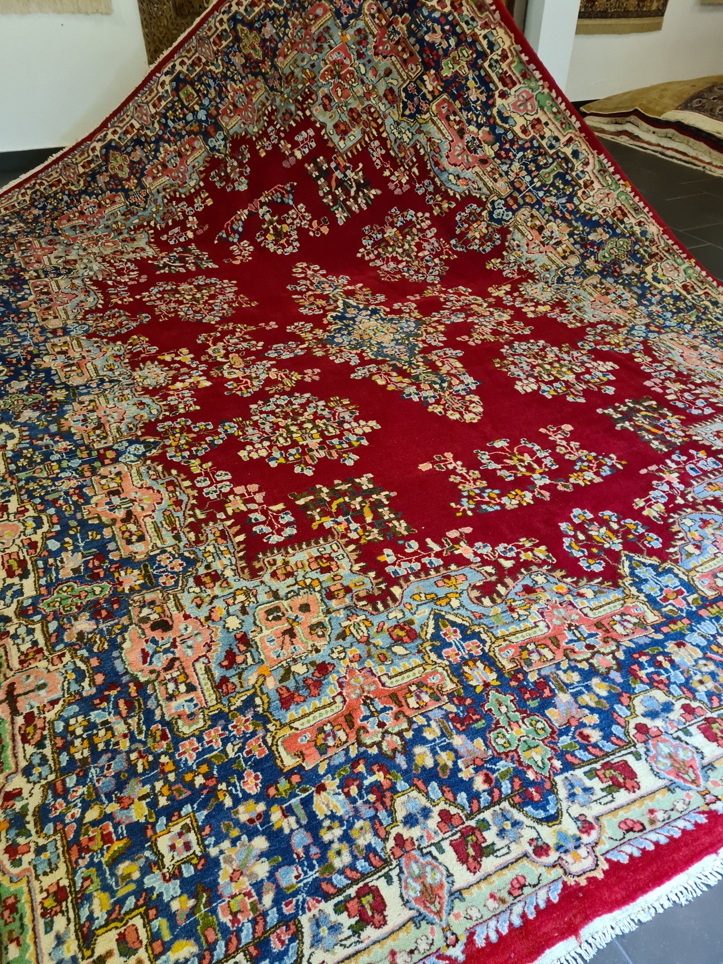 Feiner Königlicher Perser Kirman Teppich Handgeknüpfter Orientteppich 386x277cm