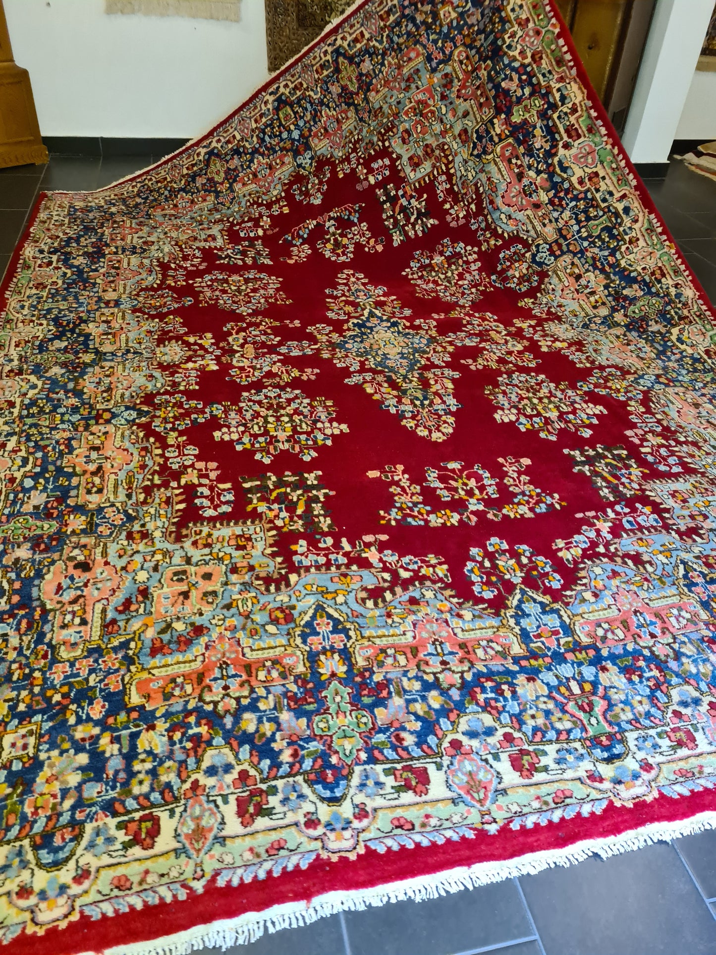 Feiner Königlicher Perser Kirman Teppich Handgeknüpfter Orientteppich 386x277cm