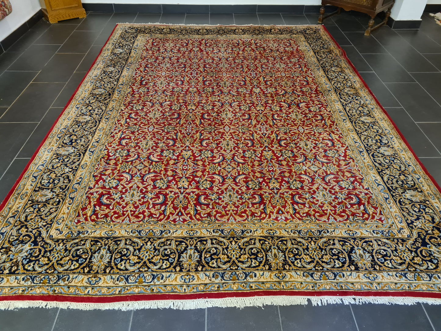 Feiner Königlicher Perser Kirman Handgeknüpfter Orientteppich 334x243cm