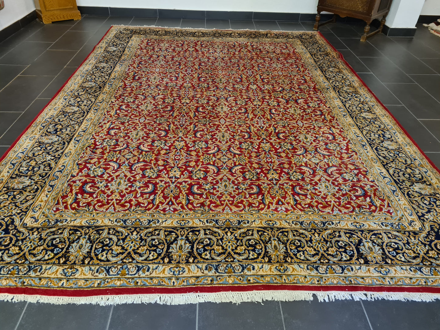 Feiner Königlicher Perser Kirman Handgeknüpfter Orientteppich 334x243cm