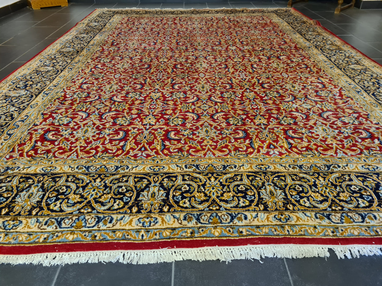 Feiner Königlicher Perser Kirman Handgeknüpfter Orientteppich 334x243cm