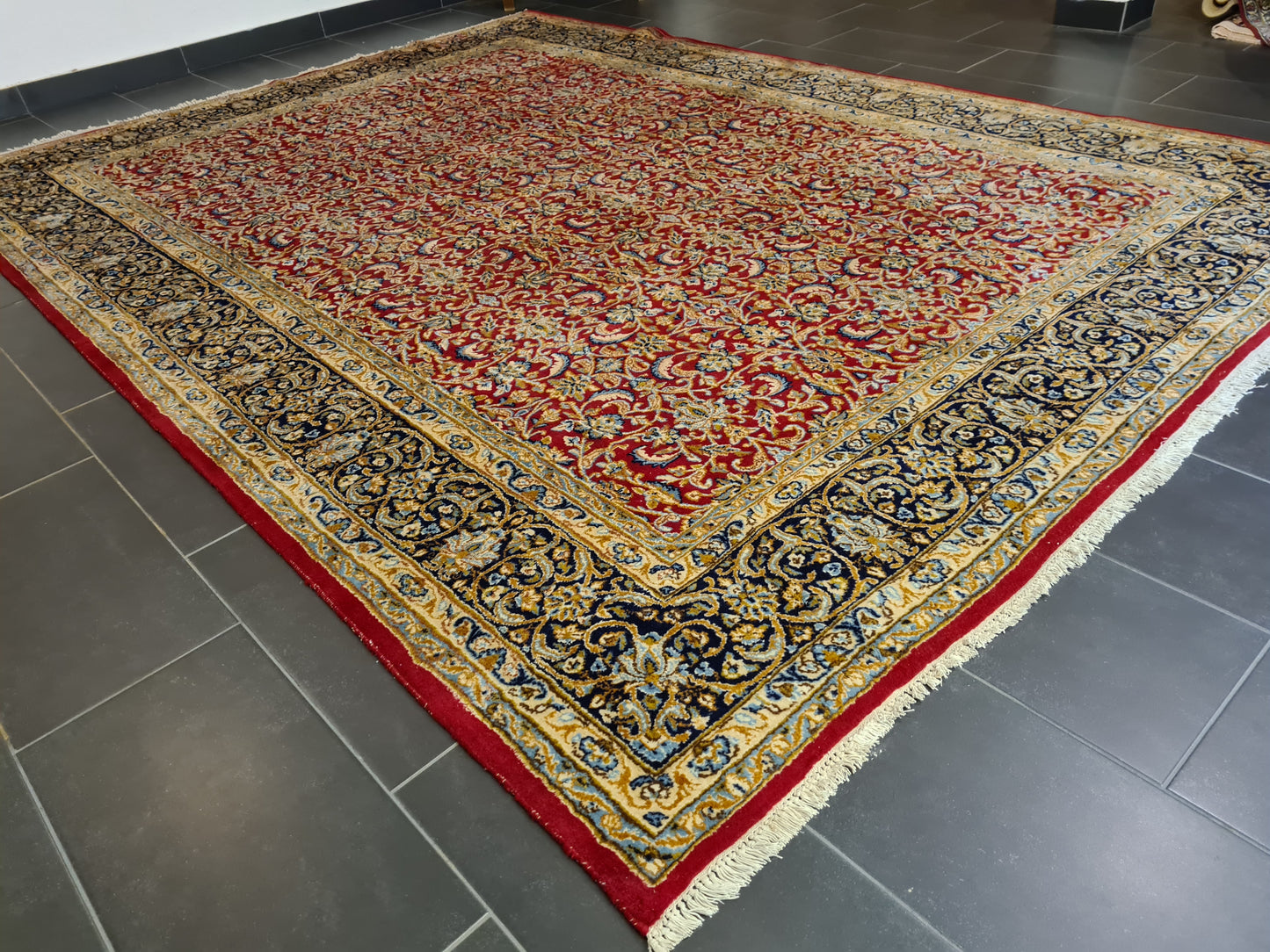 Feiner Königlicher Perser Kirman Handgeknüpfter Orientteppich 334x243cm