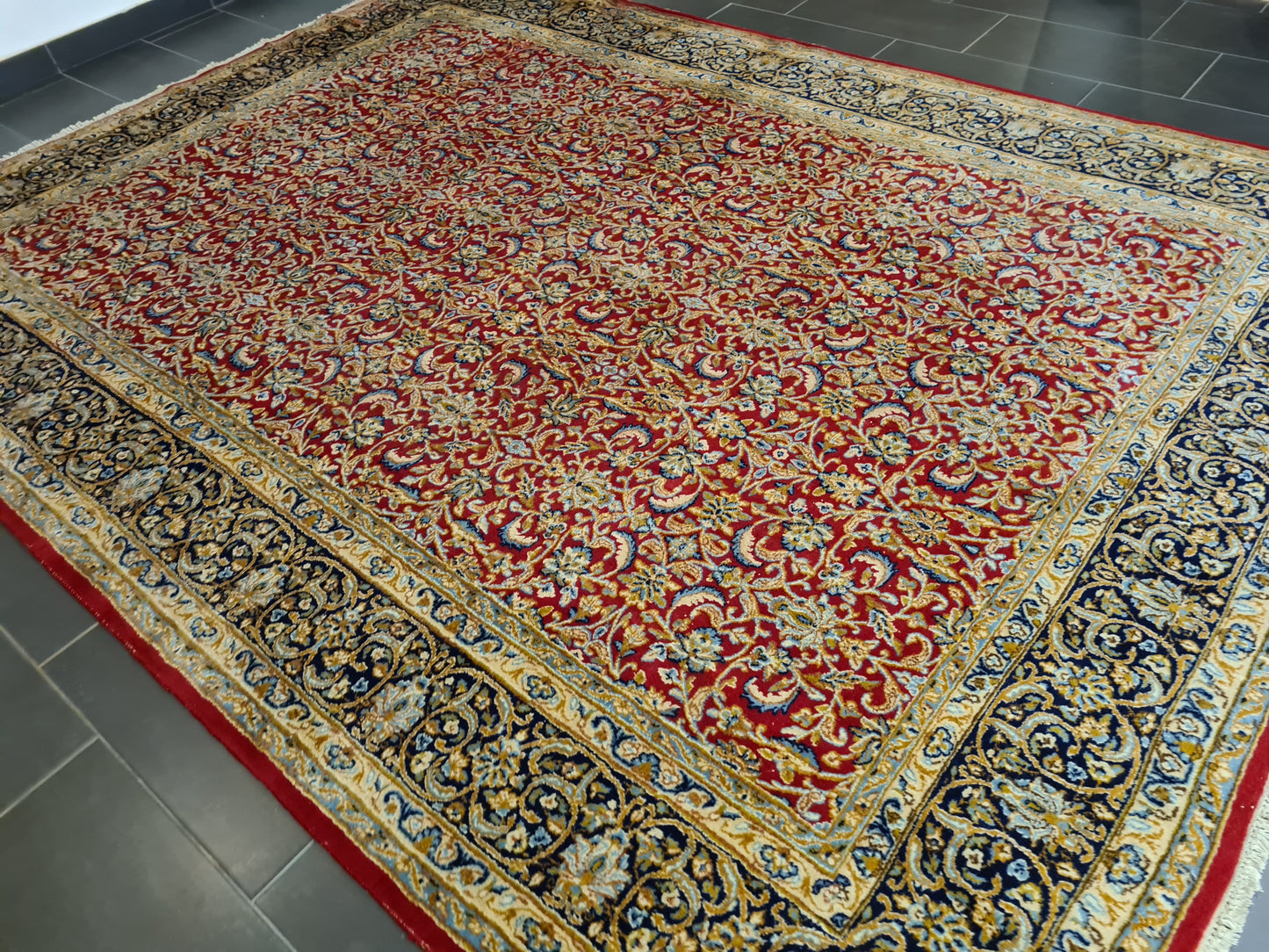 Feiner Königlicher Perser Kirman Handgeknüpfter Orientteppich 334x243cm