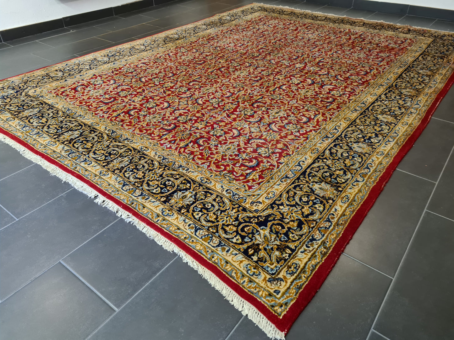 Feiner Königlicher Perser Kirman Handgeknüpfter Orientteppich 334x243cm