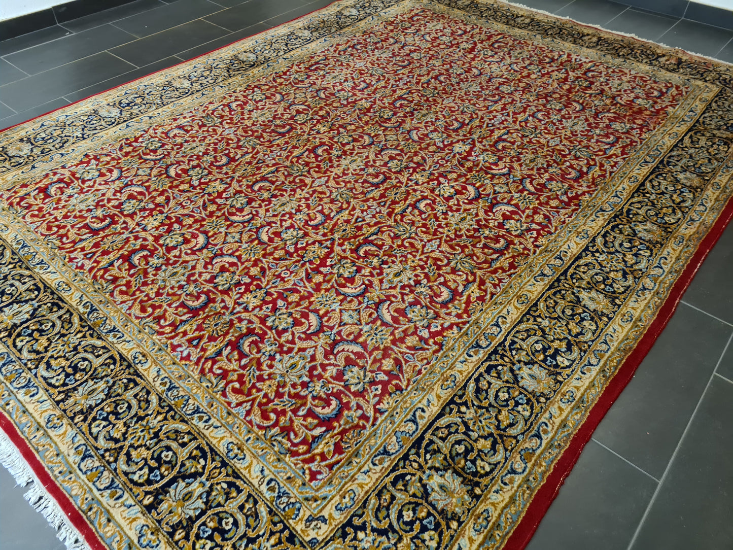 Feiner Königlicher Perser Kirman Handgeknüpfter Orientteppich 334x243cm