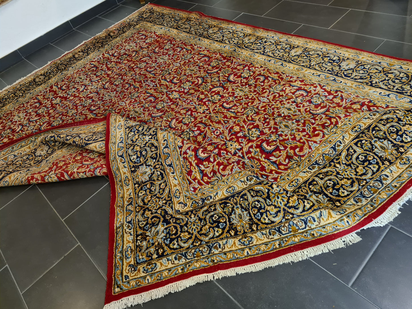 Feiner Königlicher Perser Kirman Handgeknüpfter Orientteppich 334x243cm