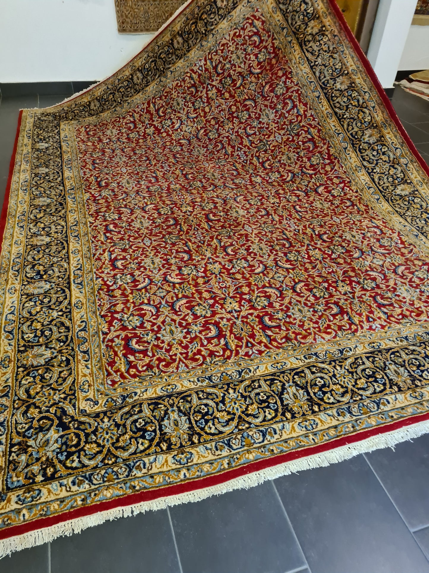 Feiner Königlicher Perser Kirman Handgeknüpfter Orientteppich 334x243cm