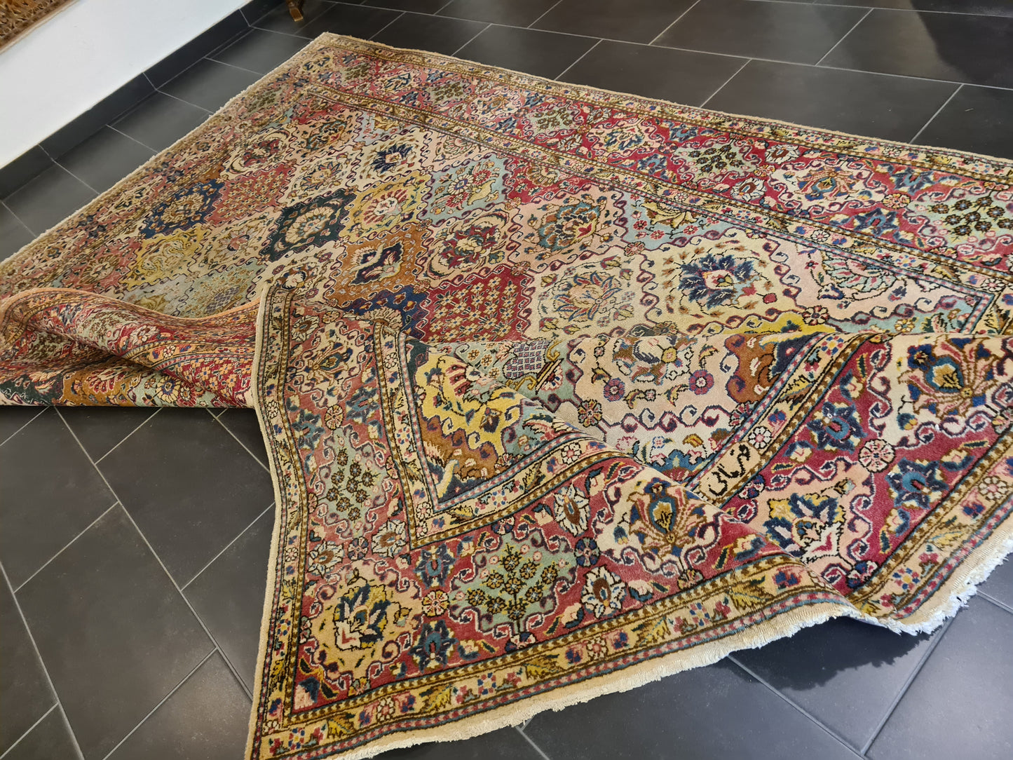 Königlicher Handgeknüpfter Tabriz Perser Orientteppich 357x244cm