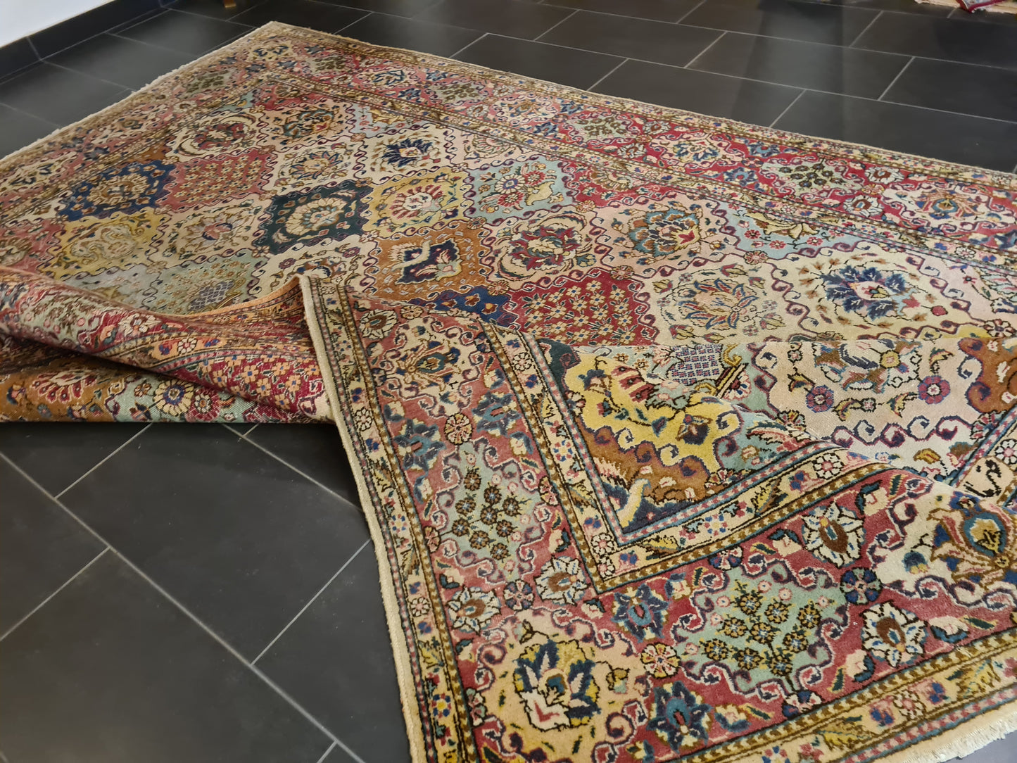 Königlicher Handgeknüpfter Tabriz Perser Orientteppich 357x244cm