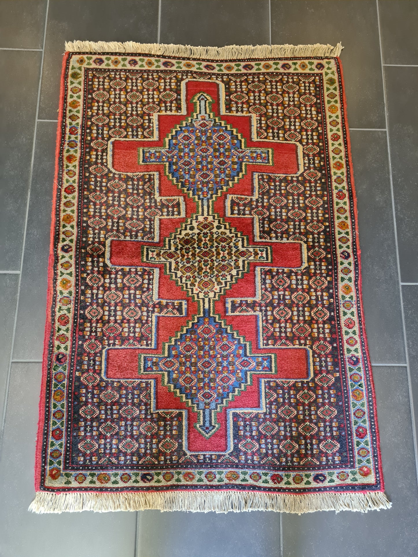 Edler Handgeknüpfter Senneh Bidjar Perser Teppich Orientteppich 110x75cm