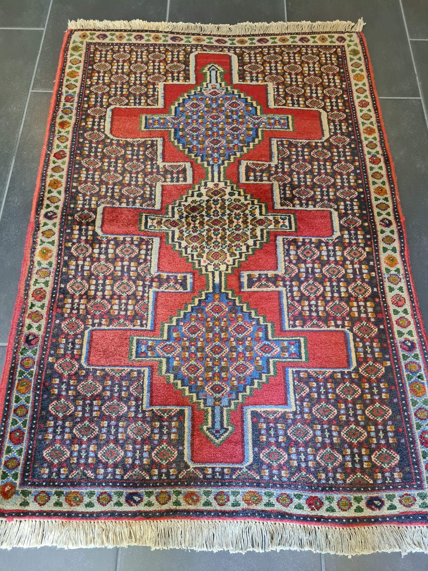 Edler Handgeknüpfter Senneh Bidjar Perser Teppich Orientteppich 110x75cm