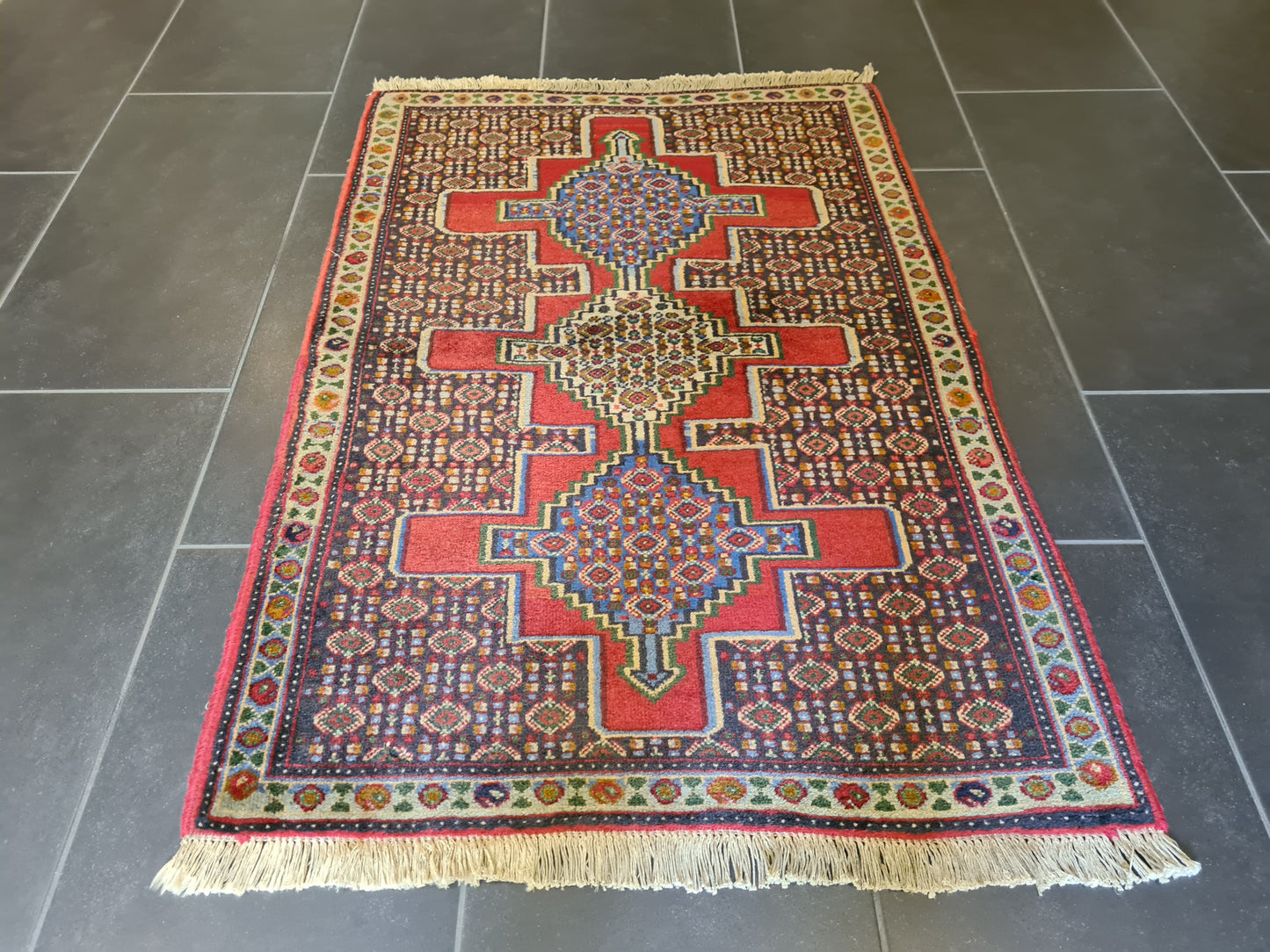 Edler Handgeknüpfter Senneh Bidjar Perser Teppich Orientteppich 110x75cm