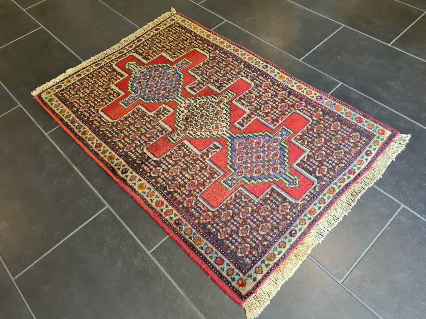 Edler Handgeknüpfter Senneh Bidjar Perser Teppich Orientteppich 110x75cm