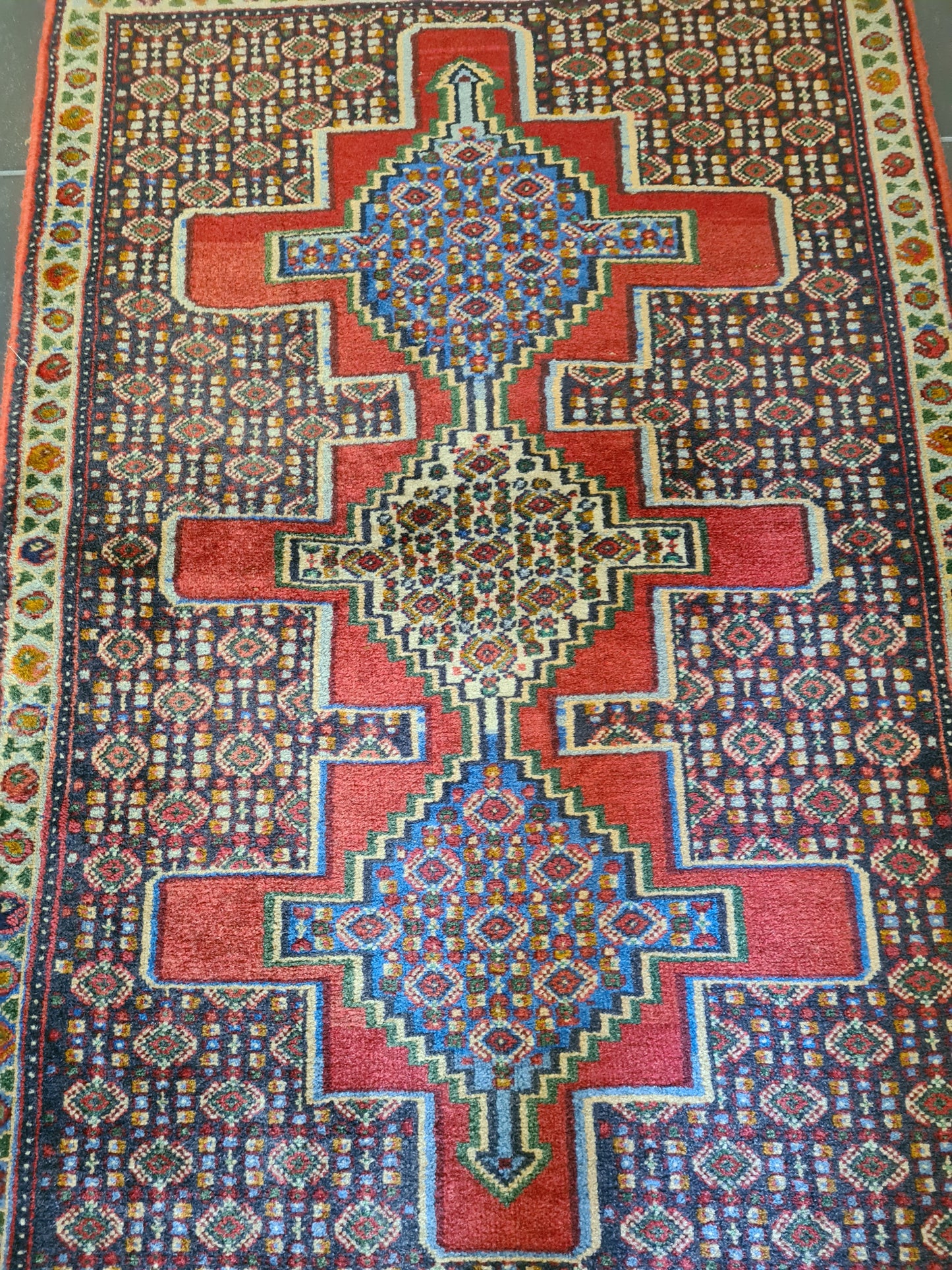 Edler Handgeknüpfter Senneh Bidjar Perser Teppich Orientteppich 110x75cm