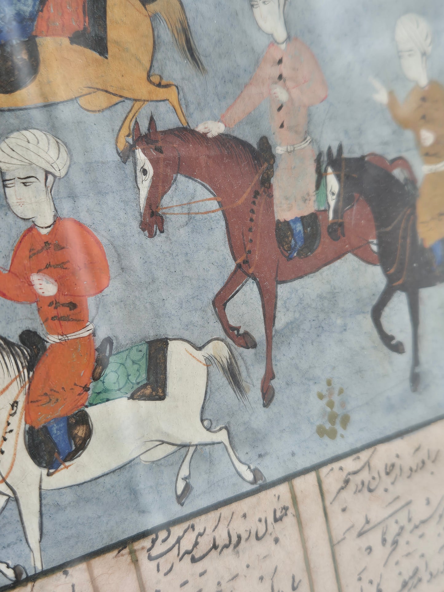 Alter Islamischer Kunstdruck Reiter auf dem Weg zur Schlacht