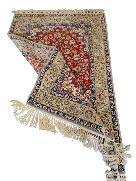 Feiner Handgeknüpfter Isfahan Perser Teppich Seiden Orientteppich 170x110cm