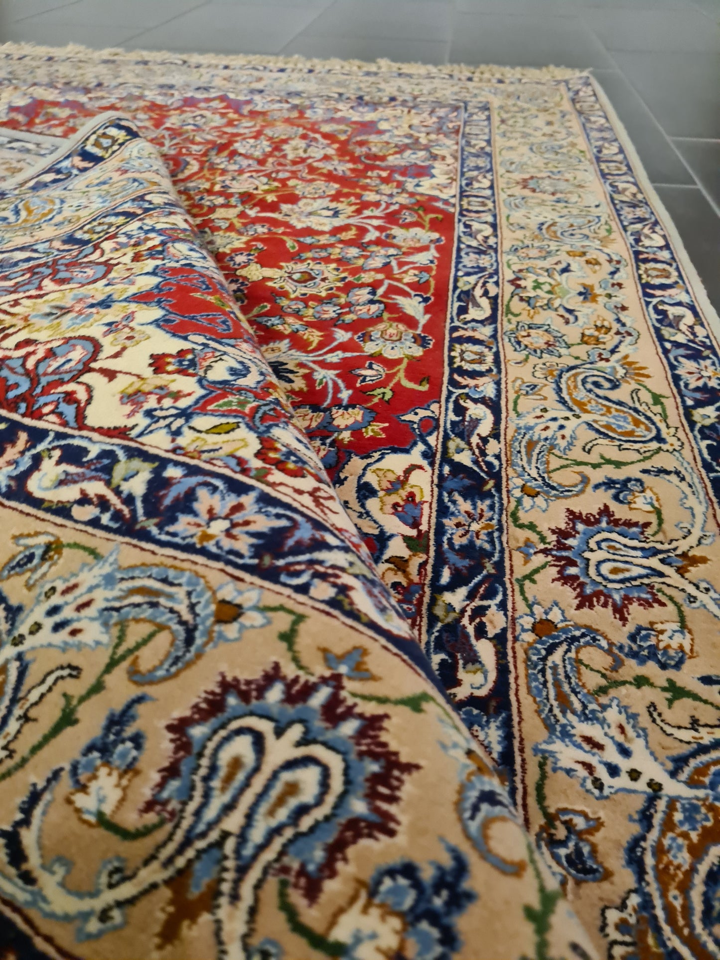 Feiner Handgeknüpfter Isfahan Perser Teppich Seiden Orientteppich 170x110cm