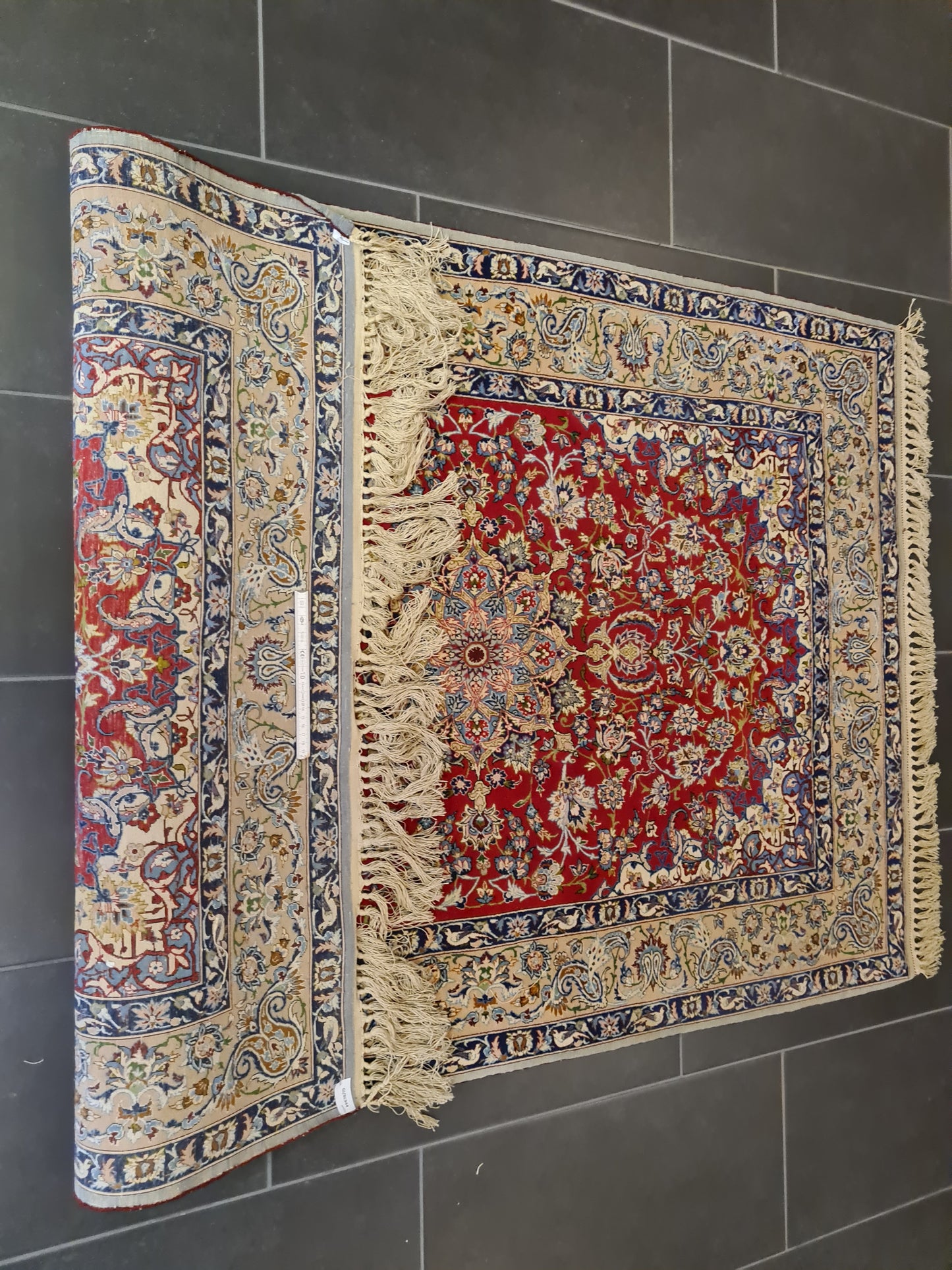 Feiner Handgeknüpfter Isfahan Perser Teppich Seiden Orientteppich 170x110cm