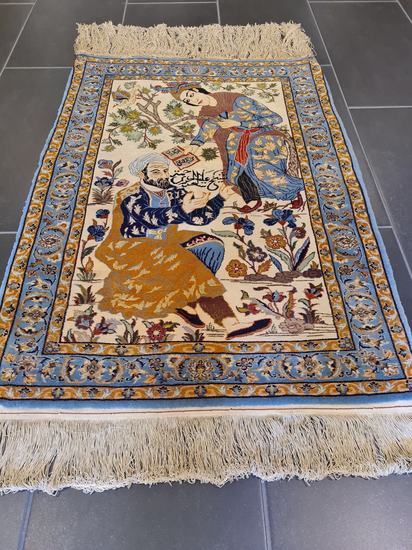 Wertvoller Feiner Handgeknüpfter Isfahan Perser Teppich Meisterwerk 100x71cm