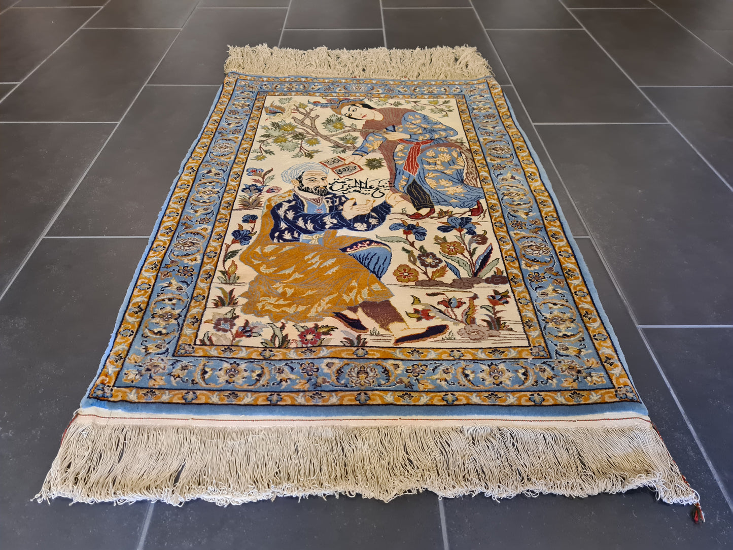 Wertvoller Feiner Handgeknüpfter Isfahan Perser Teppich Meisterwerk 100x71cm