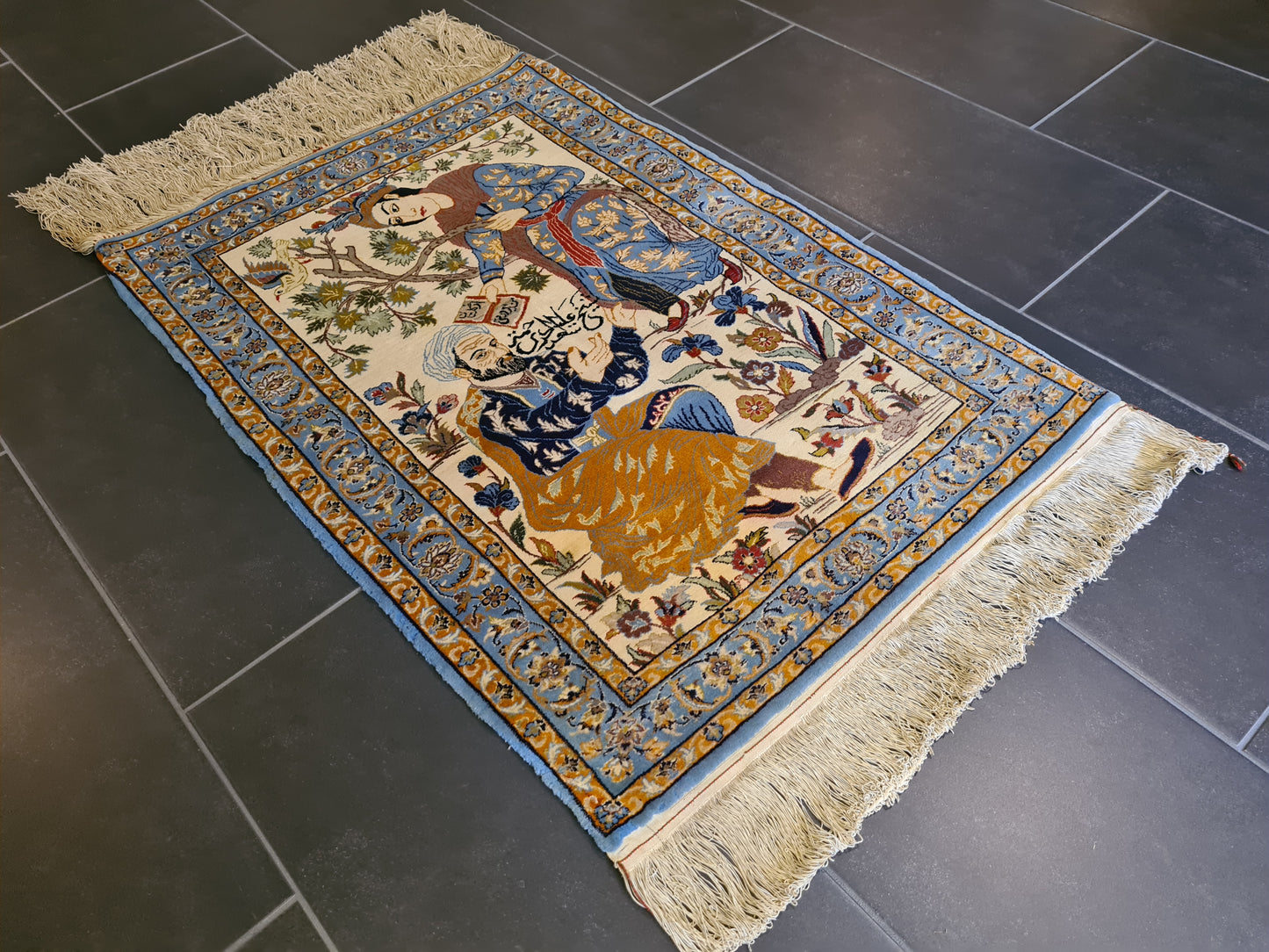 Wertvoller Feiner Handgeknüpfter Isfahan Perser Teppich Meisterwerk 100x71cm